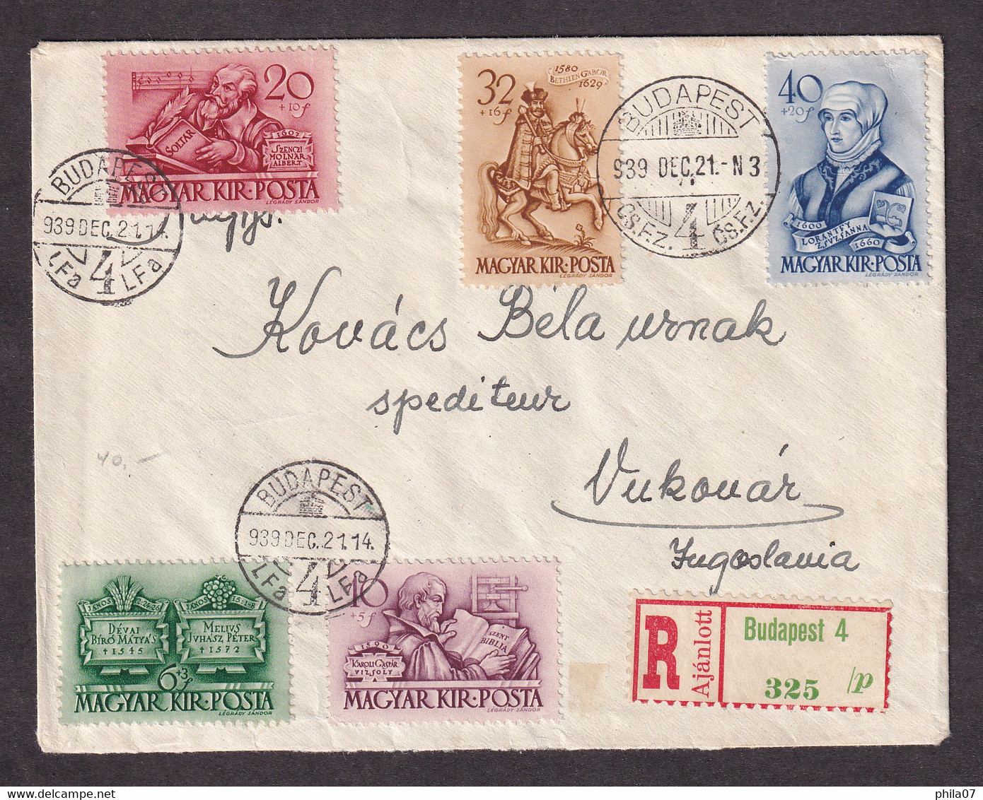 HUNGARY - Letter Sent By Registered Mail Franked With Commemortive Serie And Sent From Budapest To ... / As Is On Scans - Storia Postale