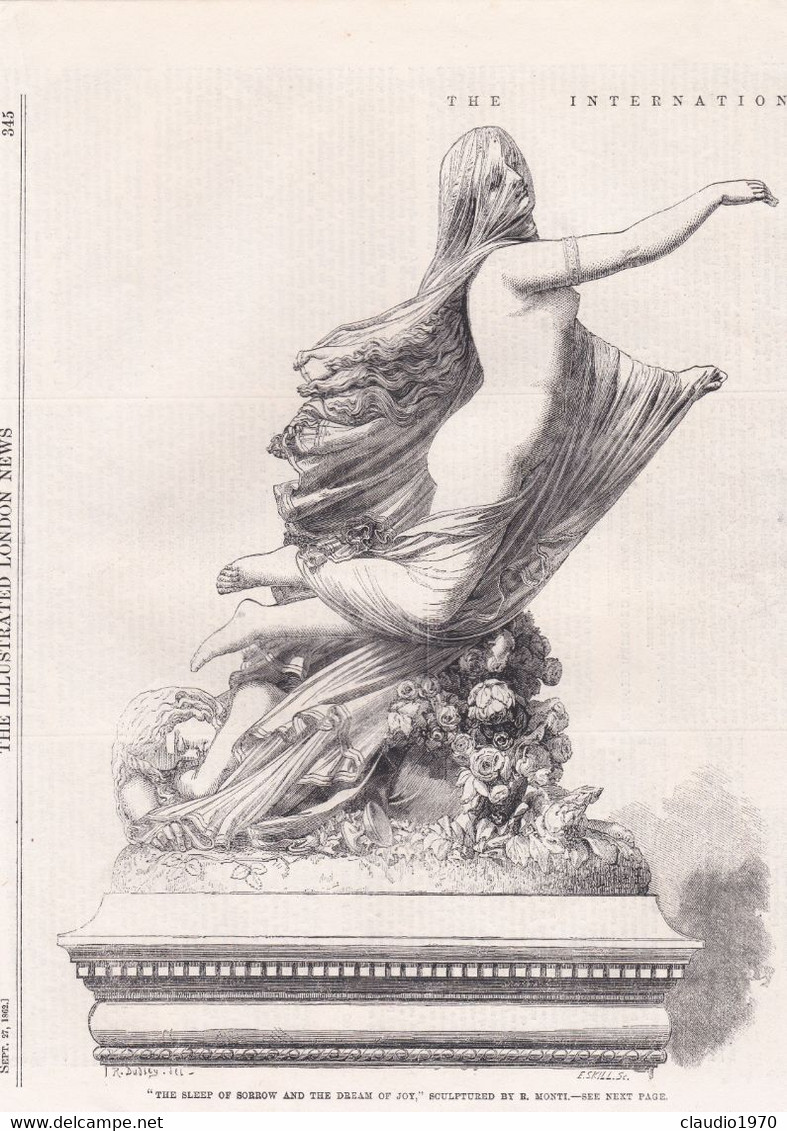 THE ILLUSTRATED LONDON NEWS  - RITAGLIO - STAMPA - "THE SLEEP OF SORROW AND THE DREAM OF JOY" SCULPTURED BY R. MONTI - Ohne Zuordnung