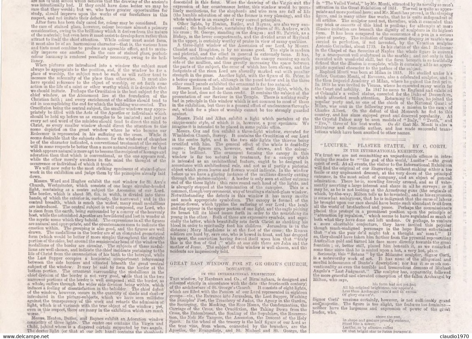 THE ILLUSTRATED LONDON NEWS  - RITAGLIO - STAMPA - "THE SLEEP OF SORROW AND THE DREAM OF JOY" SCULPTURED BY R. MONTI - Unclassified