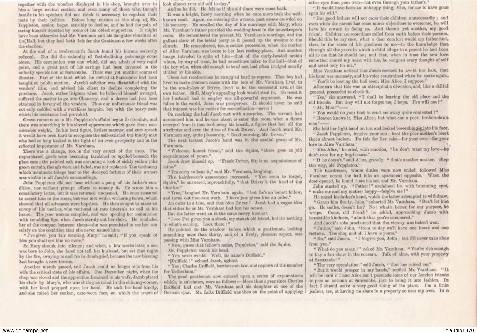 THE ILLUSTRATED LONDON NEWS  - RITAGLIO - STAMPA - "THE HAIRDRESSER OF TETHEEHAM, JOHN POPPLETON'S OPPORTUNE WITH - Sin Clasificación