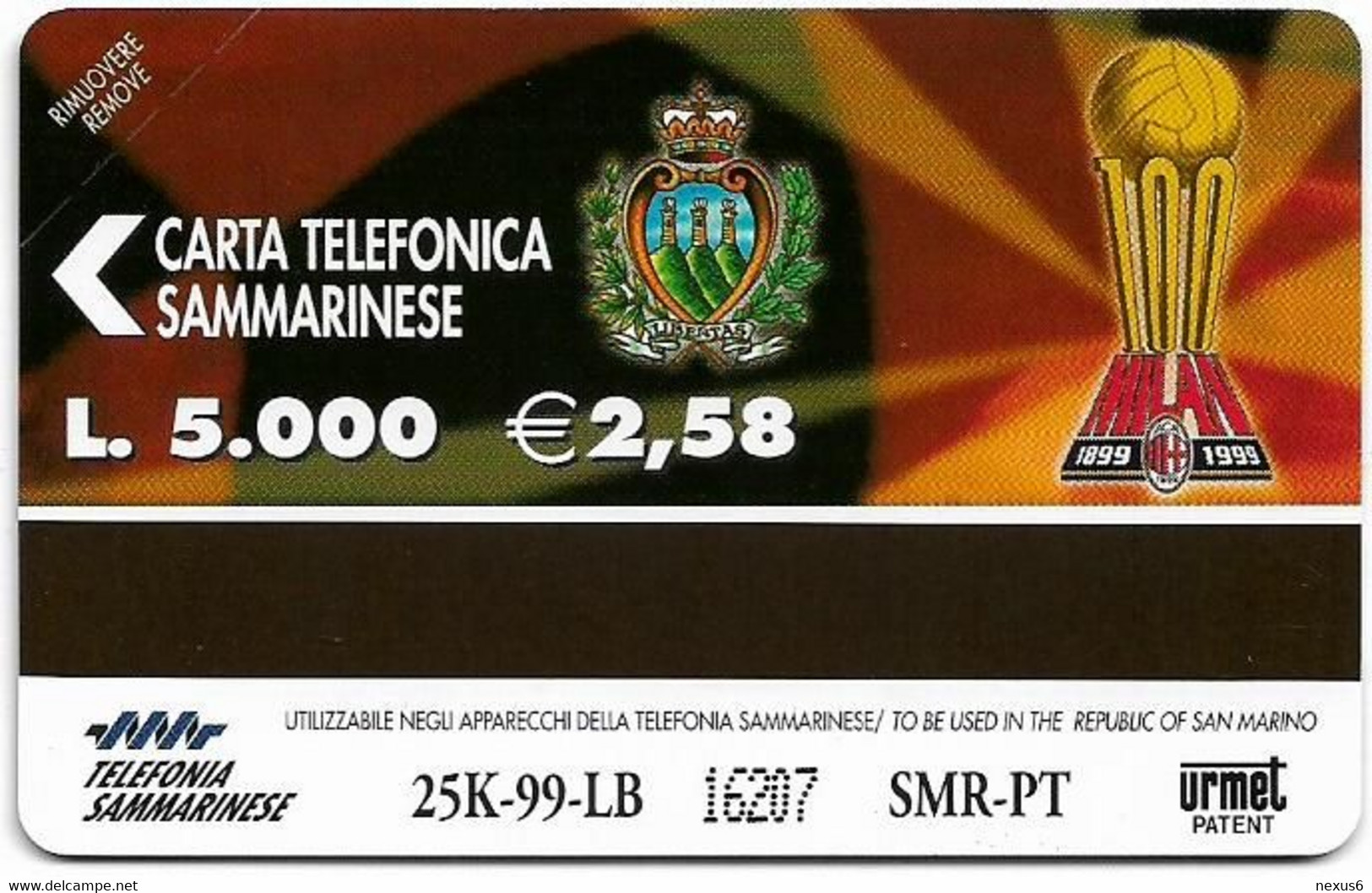 San Marino (URMET) - RSM-040 - Cento Anni Di Milan - Milan Team - 06.1999, 5.000L, 25.000ex, Mint - Saint-Marin