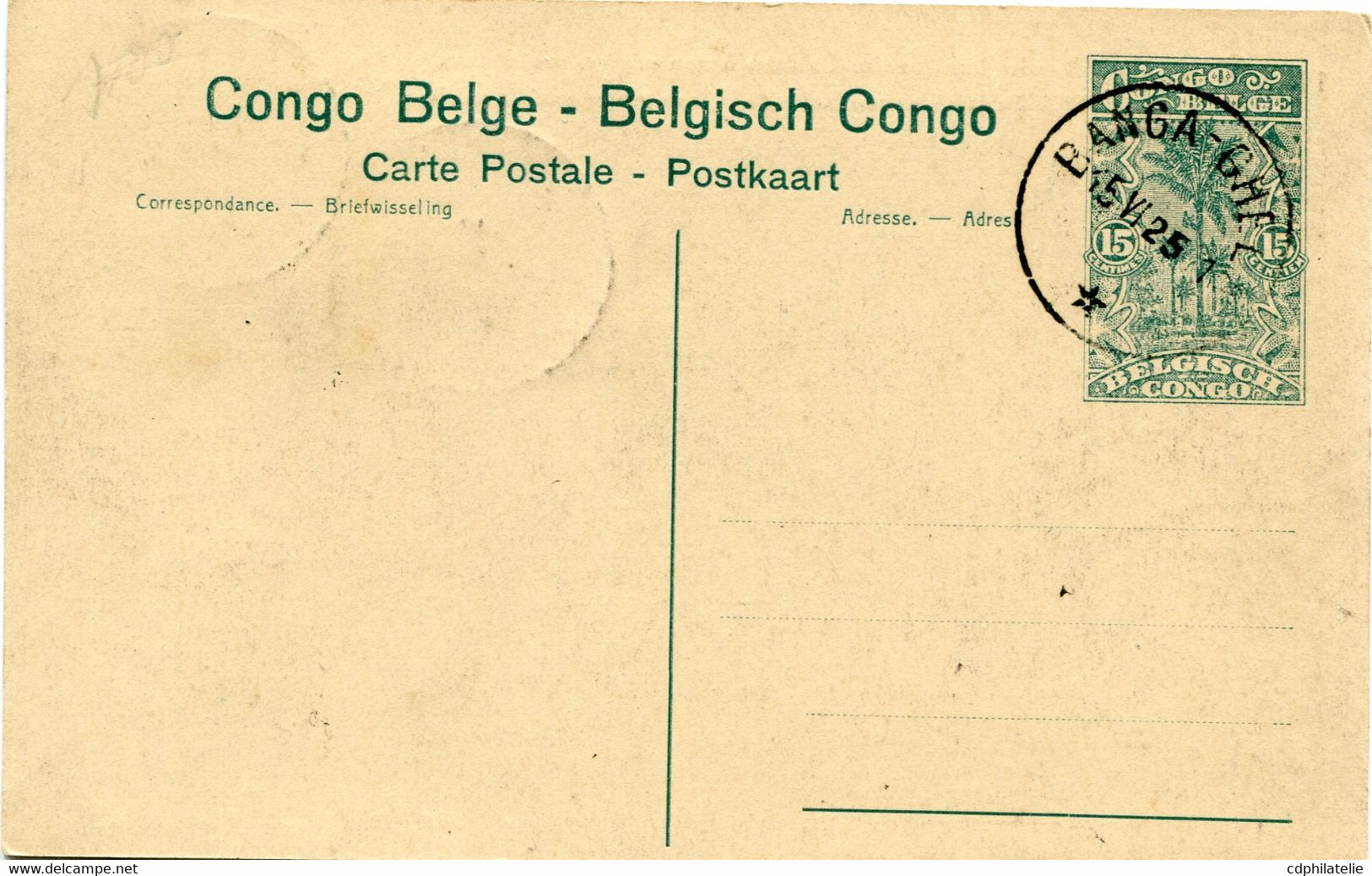 CONGO BELGE ENTIER POSTAL N°115 LE MINISTRE DES COLONIES A UNE MISSION PROTESTANTE AVEC AFFR COMPL SUR LE DEVANT + OBL.. - Stamped Stationery