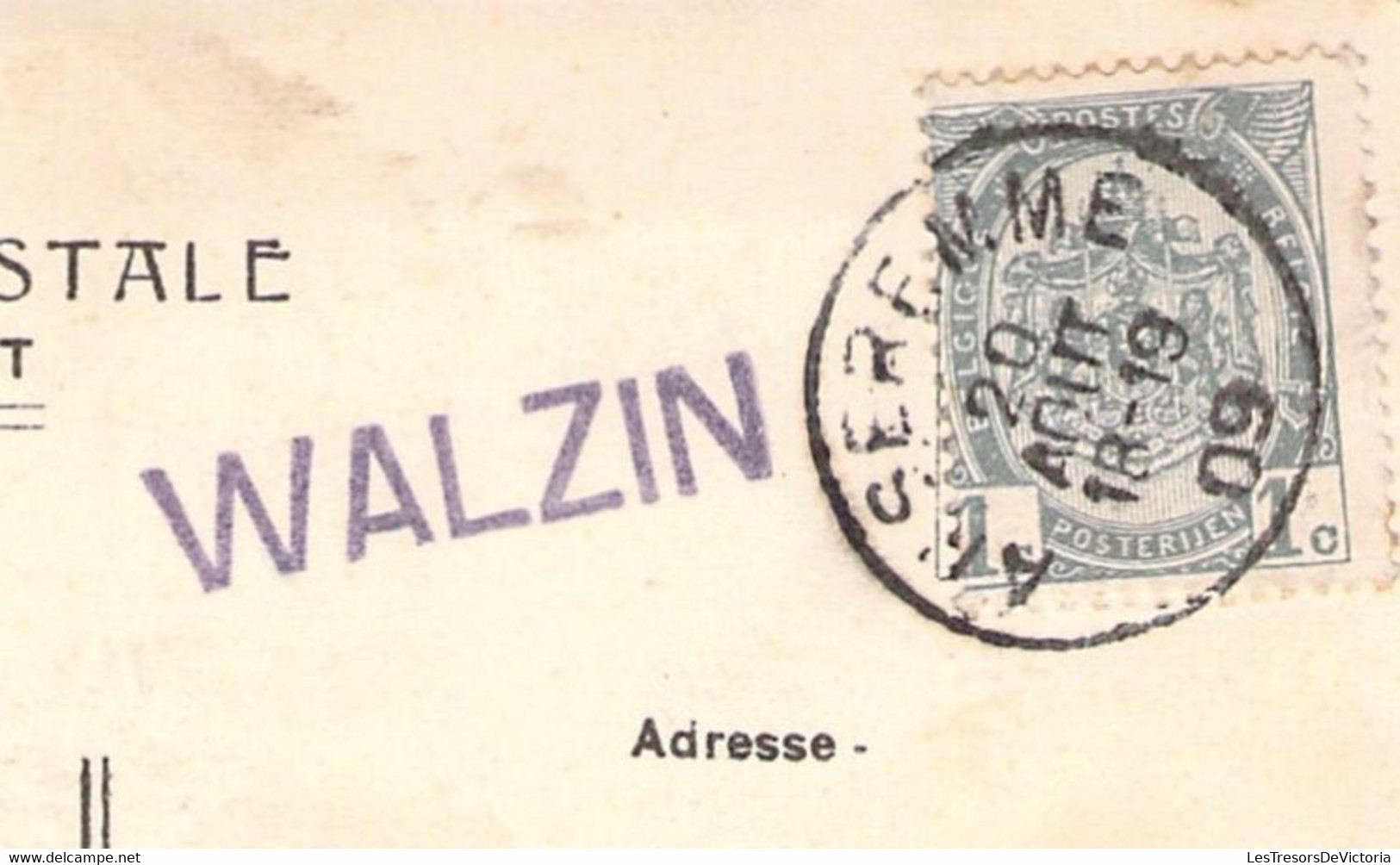 CPA Walzin Avec Griffe Linéaire Mauve WALZIN - 1909 - Linear Postmarks