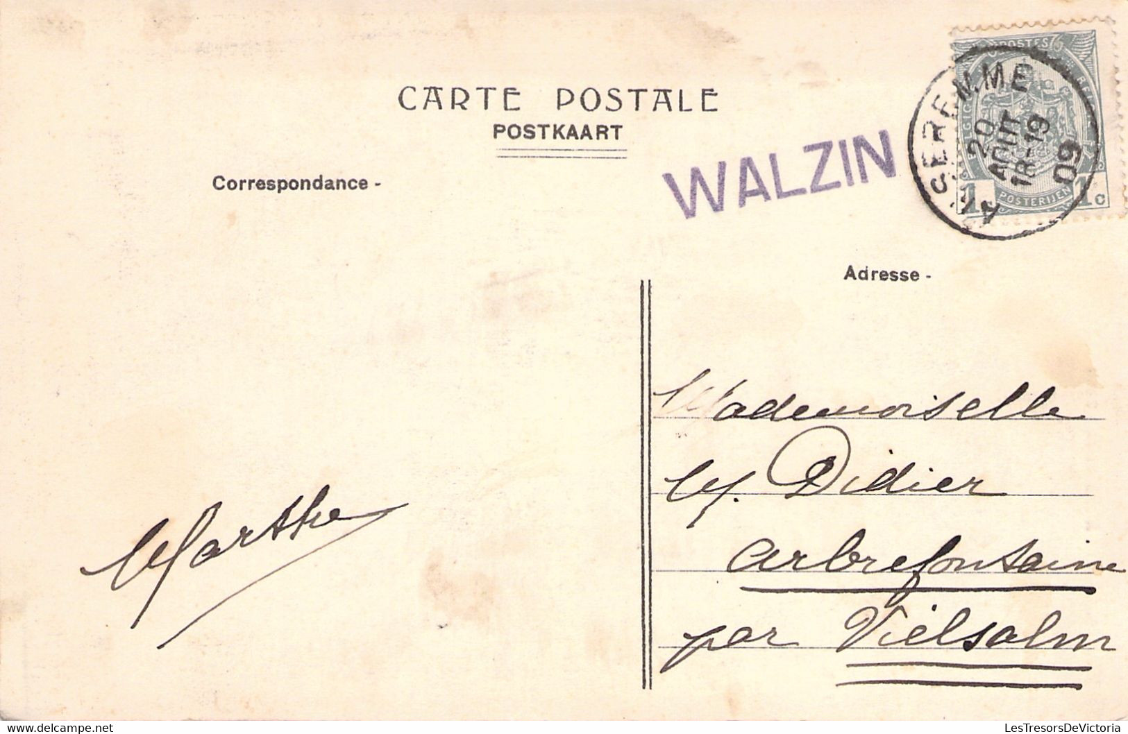 CPA Walzin Avec Griffe Linéaire Mauve WALZIN - 1909 - Sello Lineal