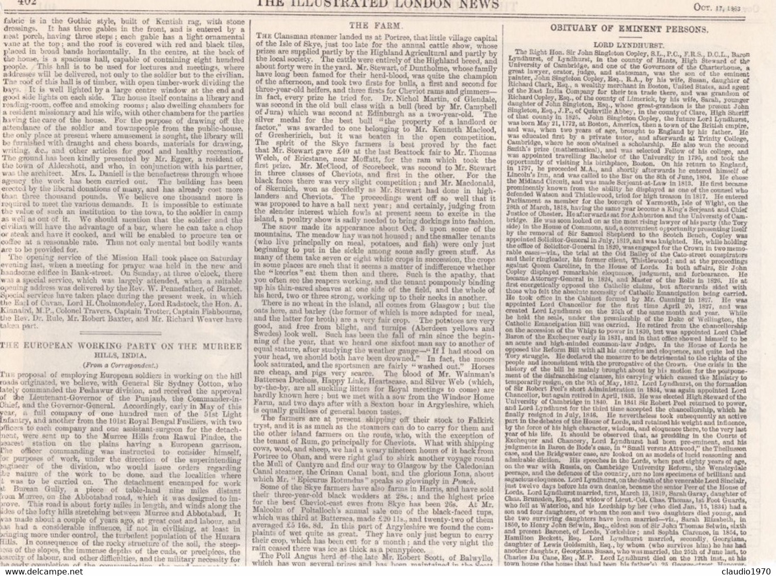 THE ILLUSTRATED LONDON NEWS  - RITAGLIO - STAMPA -CAMP OF EUROPEAN WORKING PARTY ON THE MURREE HELLES INDIA 700 - Zonder Classificatie