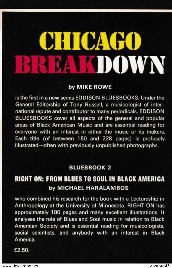 Tv 21/ /> Livre, Revues >  Jazz, Rock, Country >  "Chicago Breakdown  "Mike Rowe"  1973 - 1950-Hoy