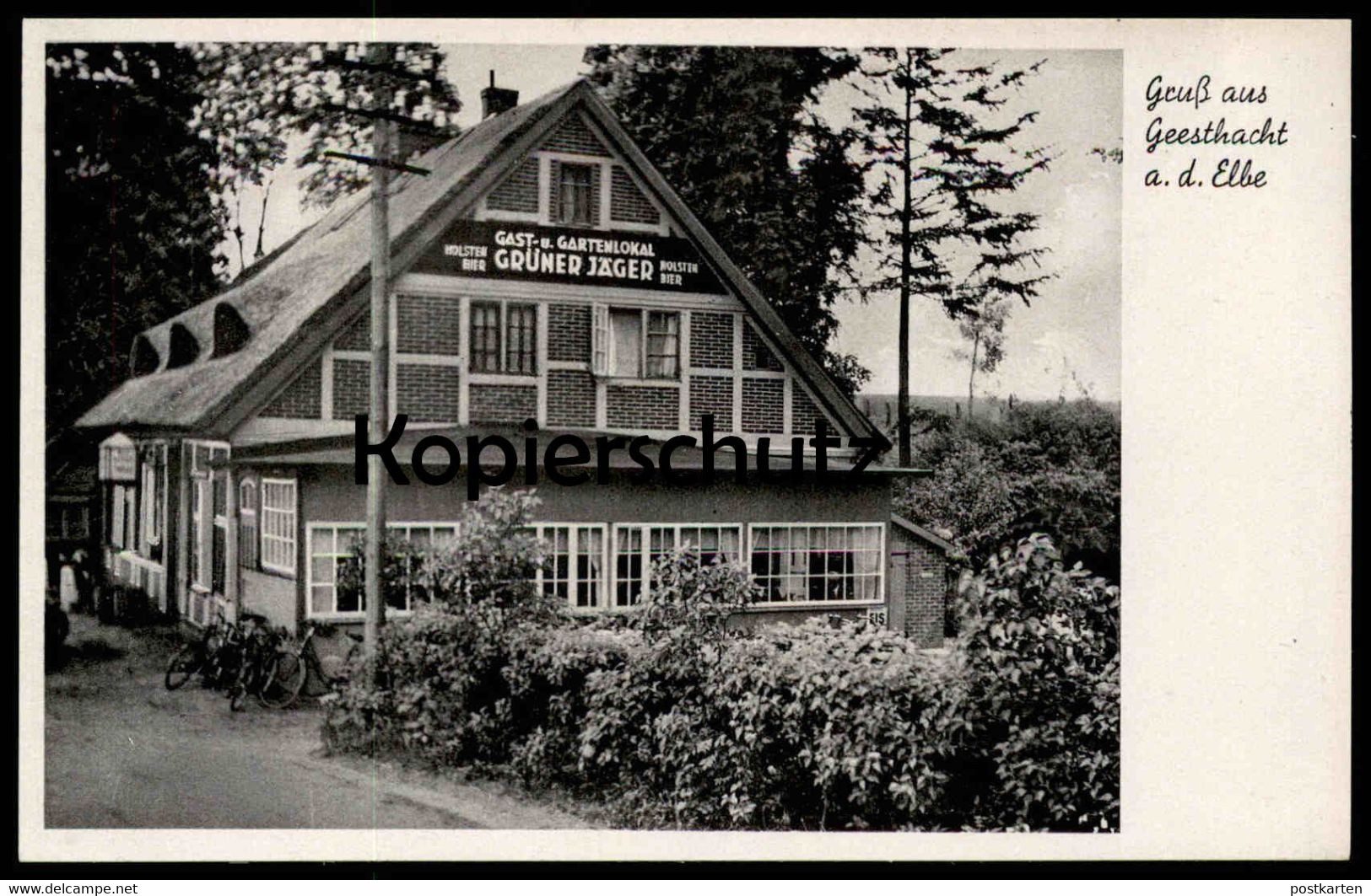 ALTE POSTKARTE GEESTHACHT AN DER ELBE GAST- UND GARTENLOKAL GRÜNER JÄGER HOLSTEN BIER Ansichtskarte AK Cpa Postcard - Geesthacht