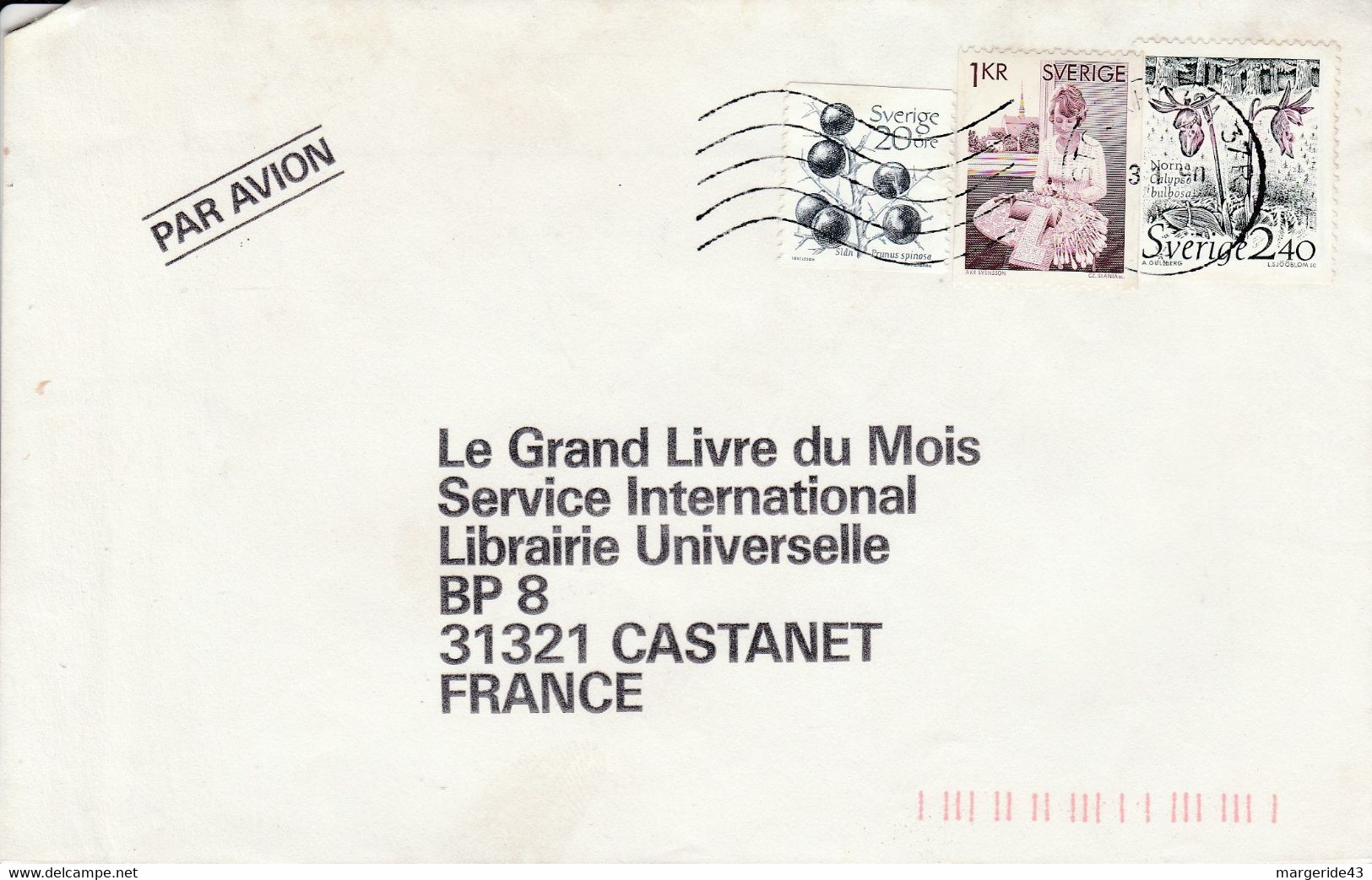 SUEDE AFFRANCHISSEMENT COMPOSE SUR LETTRE AVION POUR LA FRANCE 1990 - Cartas & Documentos