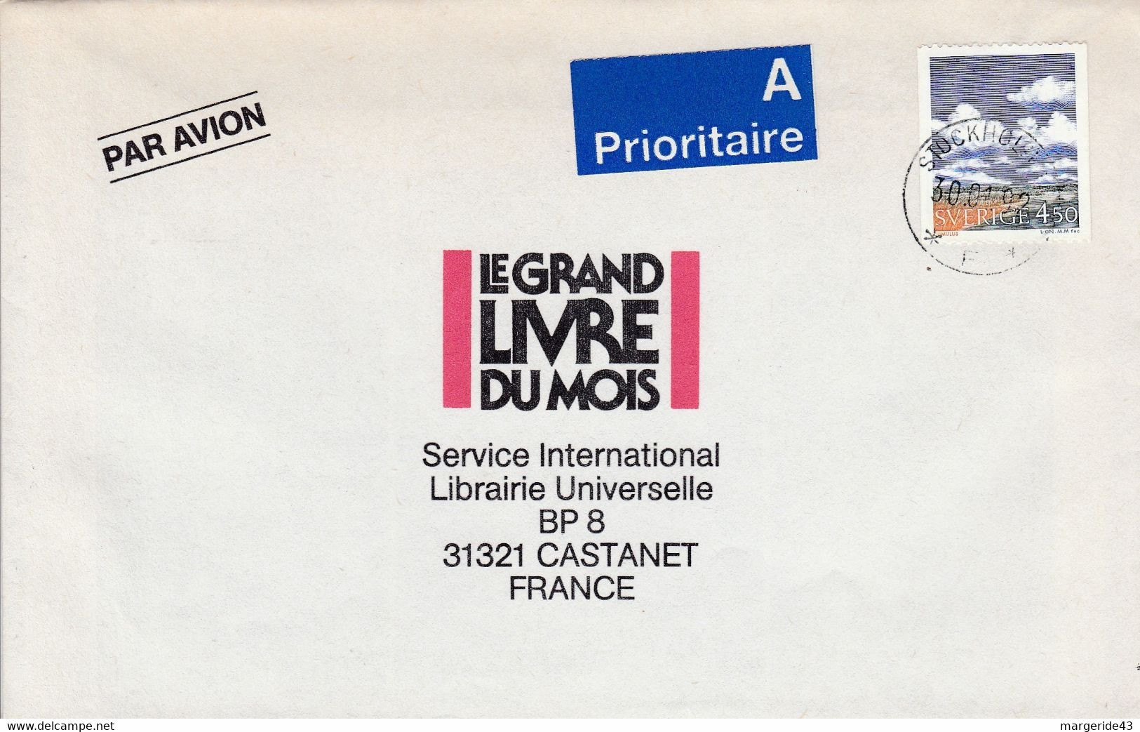 SUEDE SEUL SUR LETTRE POUR LA FRANCE 1992 - Storia Postale