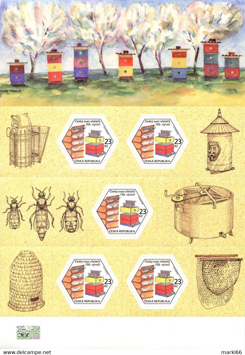 Czech Republic - 2022 - Czech Beekeepers’ Association - Mint Self-adhesive Miniature Stamp Sheet With Hologram - Unused Stamps