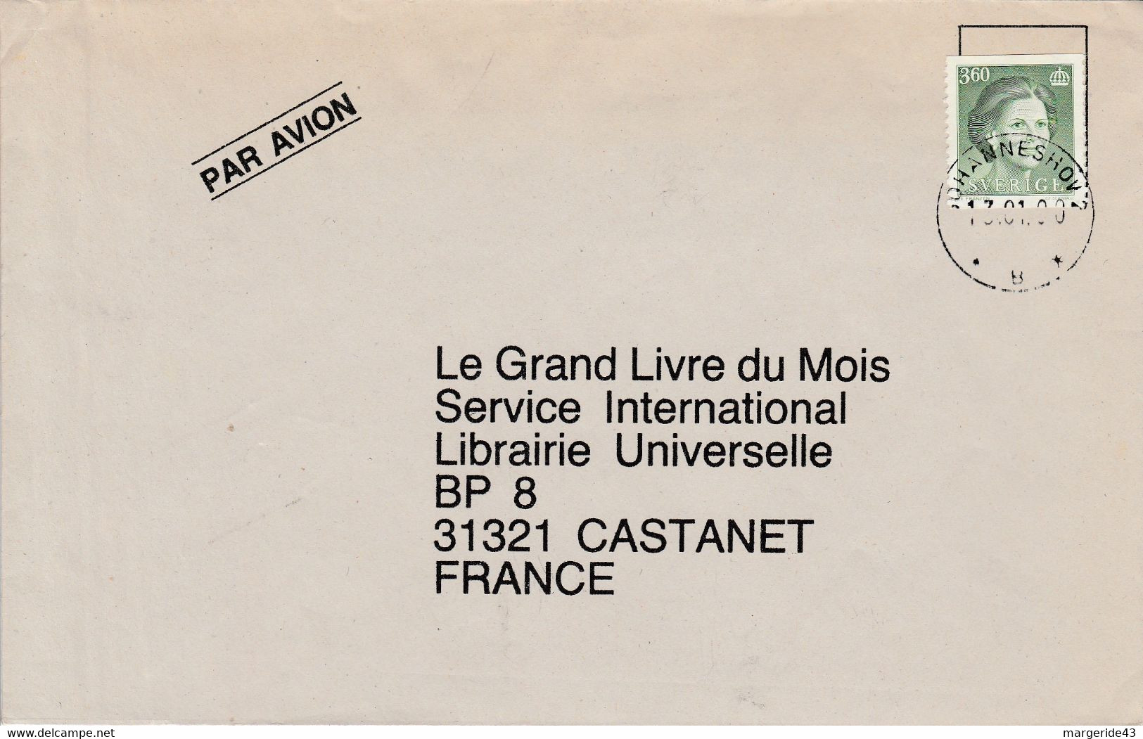 SUEDE SEUL SUR LETTRE POUR LA FRANCE 1990 - Briefe U. Dokumente