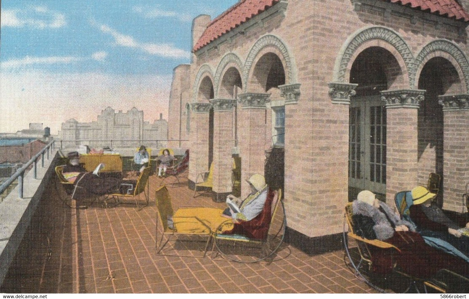 CARTE POSTALE ANCIENNE ORIGINALE COULEUR : SENATOR ATLANTIC CITY HOTEL ANIMEE OCEAN DECK NEW JERSEY ETATS UNIS - Atlantic City