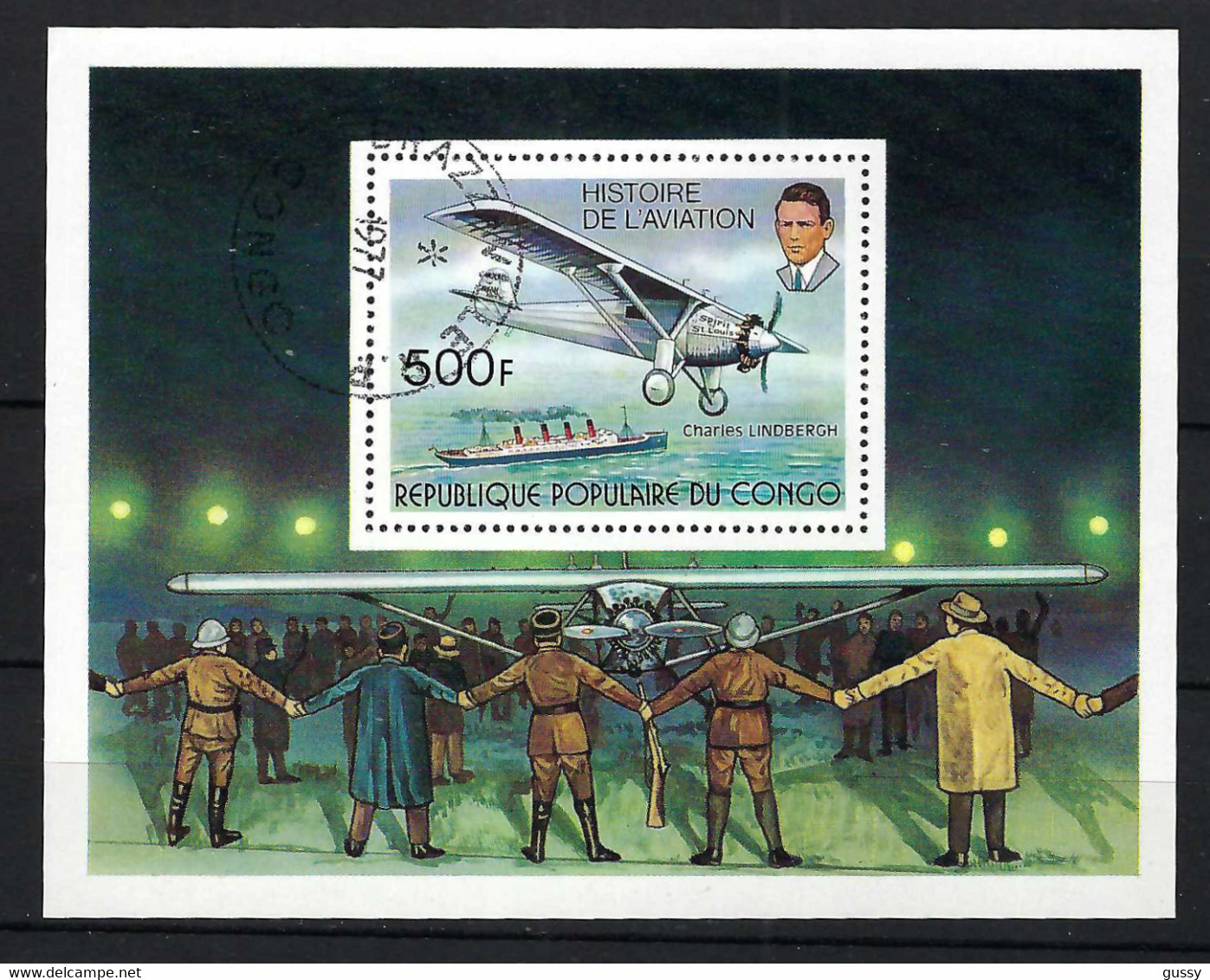 CONGO (RPC) 1977:  Bloc Obl."Ch. Lindbergh" - Usati