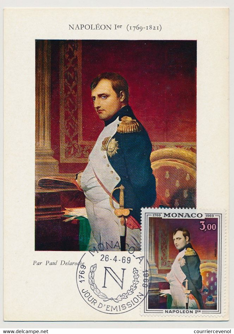 MONACO - Carte (dos Blanc) NAPOLEON 1er - Jour D'émission 26/4/1969 - Maximumkarten (MC)