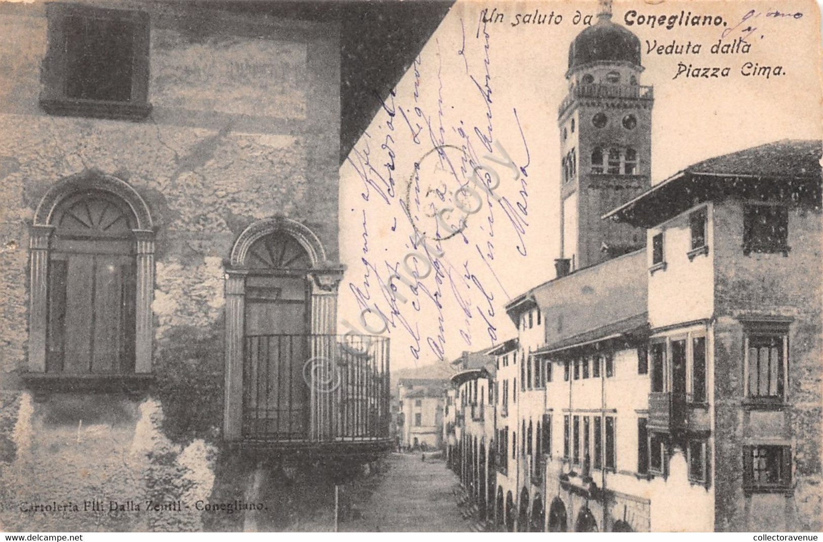 Cartolina Conegliano Vista Da Piazza Cima 1900 Circa  (Treviso) - Treviso