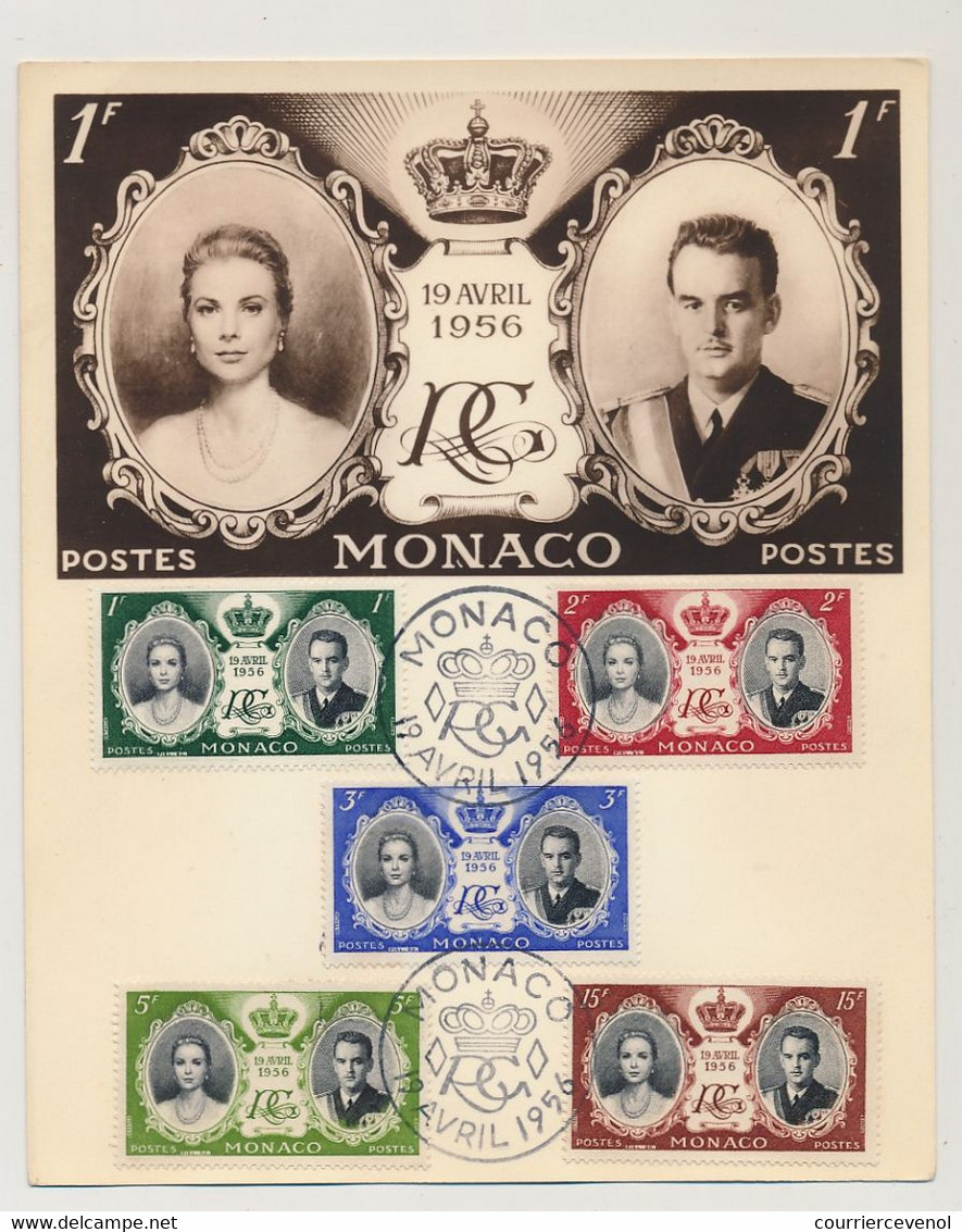 MONACO -  Grande Carte 15 Cm X 18 Cm - 5 Val Mariage Rainier / Grace Kelly - 19 Avril 1956 - Maximumkarten (MC)