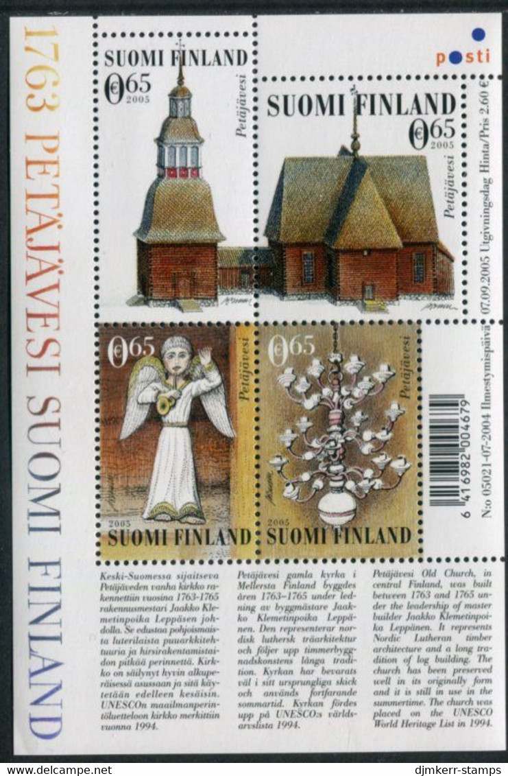 FINLAND 2005 Wooden Architecture - Petäjävesi Church Block MNH / **.  Michel  Block 37 - Unused Stamps