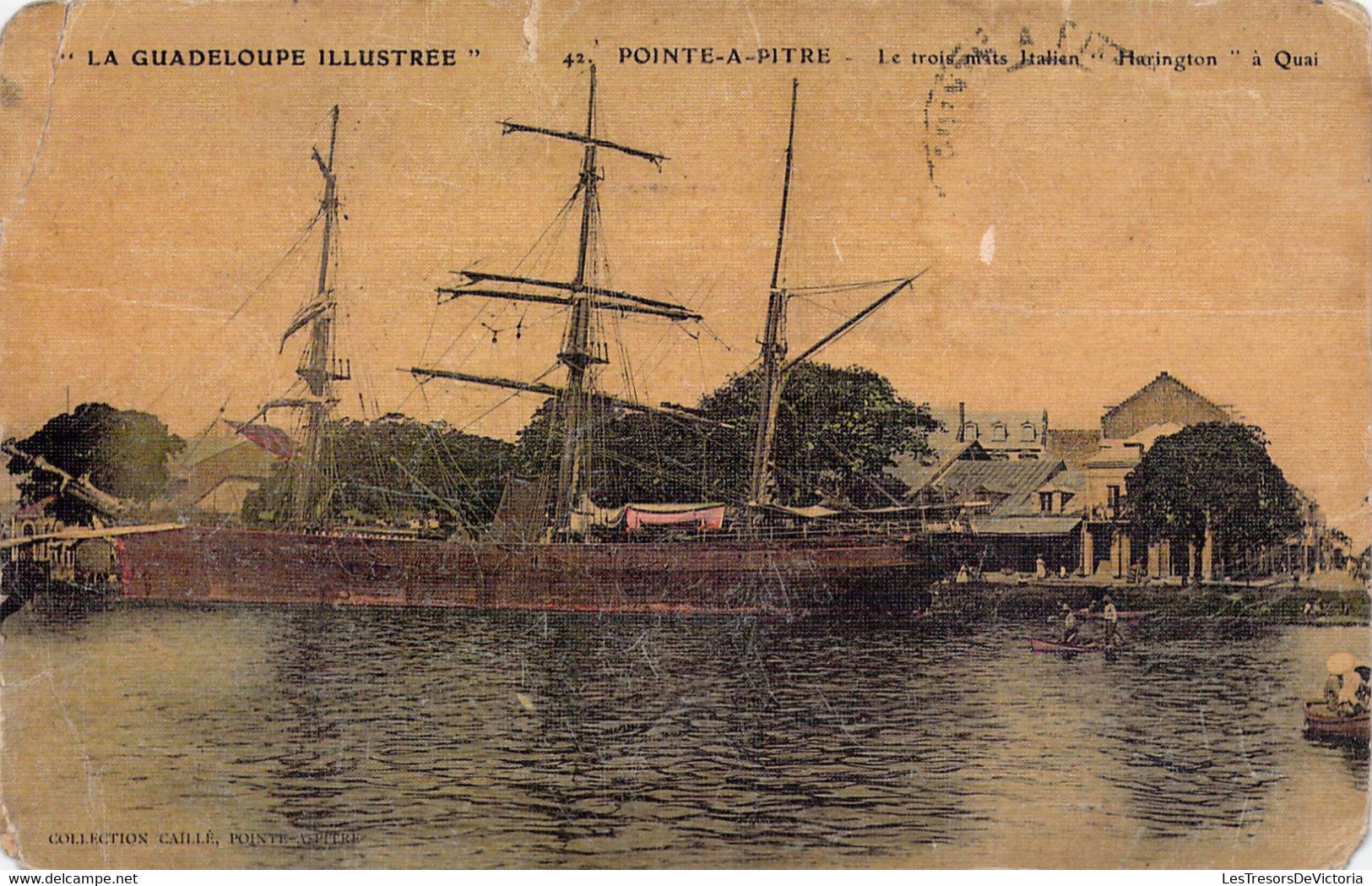 CPA La Guadeloupe Illustrée N° 42 Pointe-a-Pitre - Le Trois Mats Italien " Harington " à Quai - Pointe A Pitre