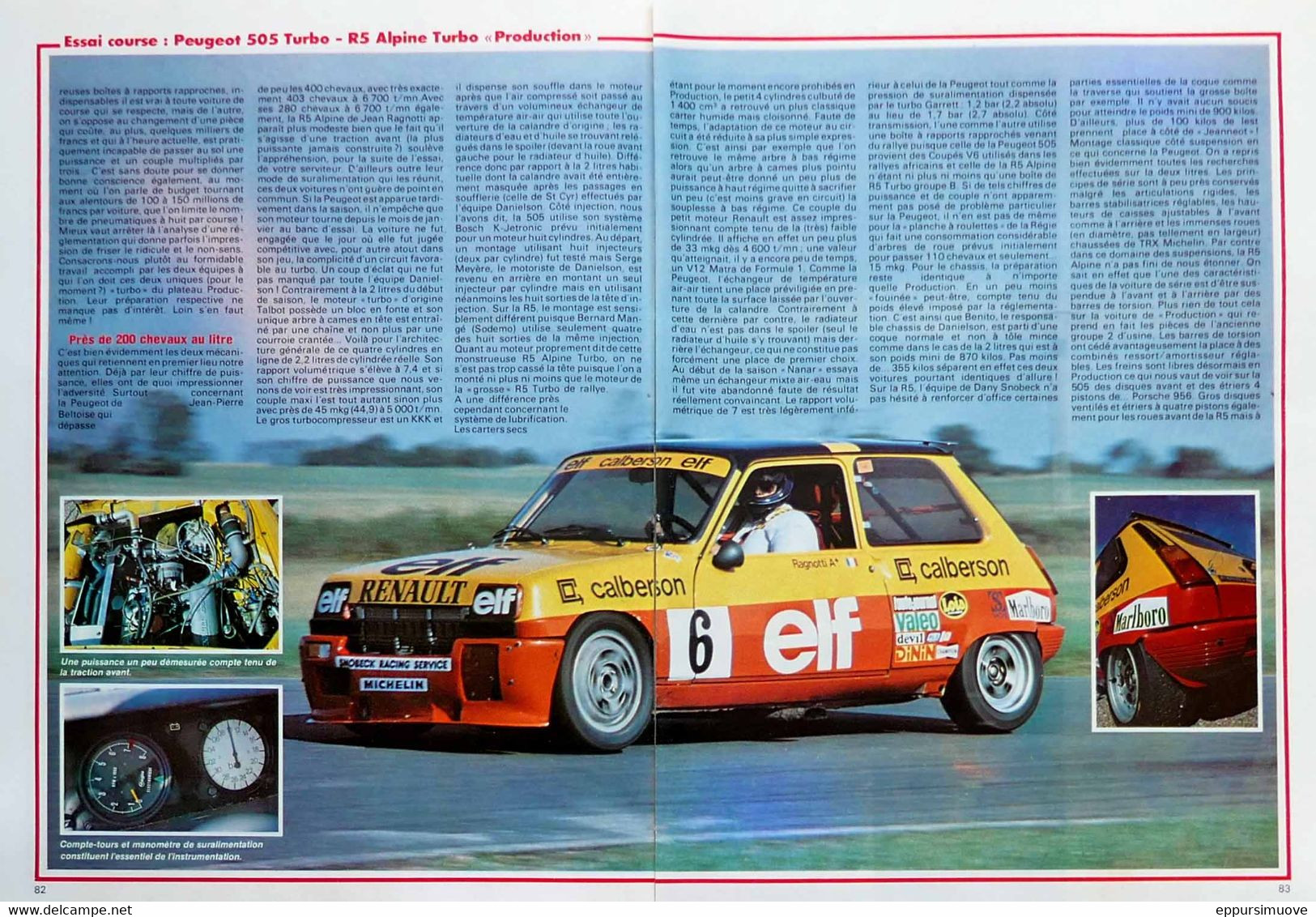 Article Papier 10 Pages PEUGEOT 505 TURBO RENAULT R5 ALPINE TURBO Octobre 1983 EC - Zonder Classificatie