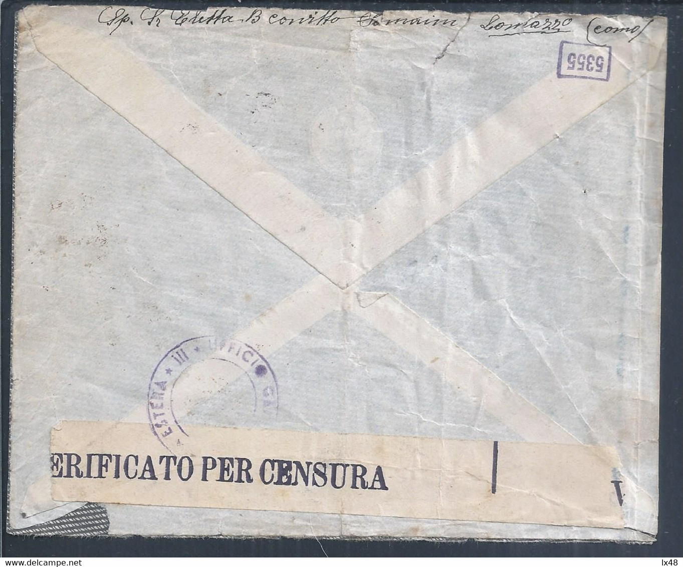 Lettera Censurata E Raccomandata Da Lomazzo Como 1941. 2° Guerra Mondiale. Censored And Registered Letter From Lomazzo - Versichert