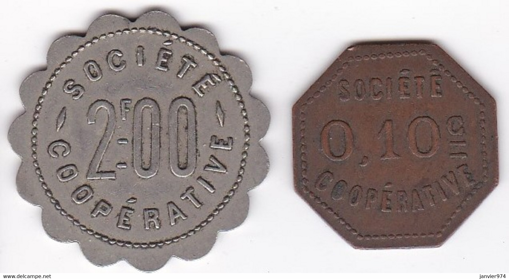 69. Rhône. Amplepuis . La Fraternité. Société Coopérative 10 Centimes Et 2 Francs, 2 Jetons - Monetary / Of Necessity