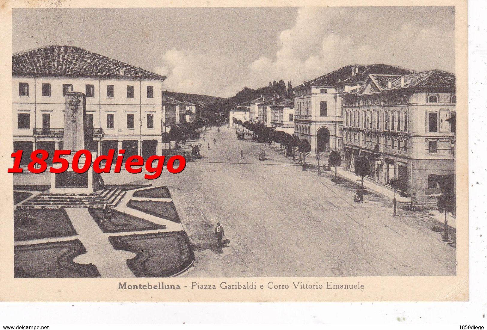 MONTEBELLUNA - PIAZZA GARIBALDI E CORSO VITTORIO EMANUELE F/PICCOLO VIAGGIATA  ANIMAZIONE - Treviso