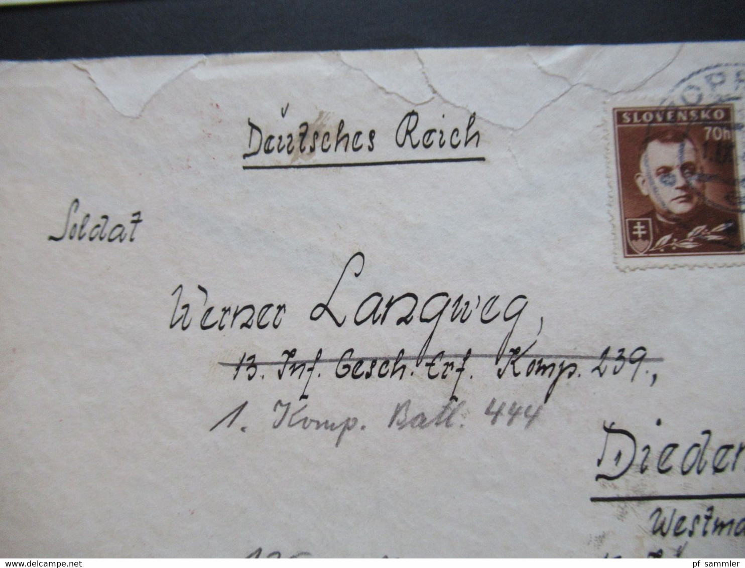 Slovesko / Slowakei 1942 Zensurbrief Mit Inhalt Nach Diedenhofen Westmark Husarenkaserne Weitergeleitet / Mehrfachzensur - Storia Postale