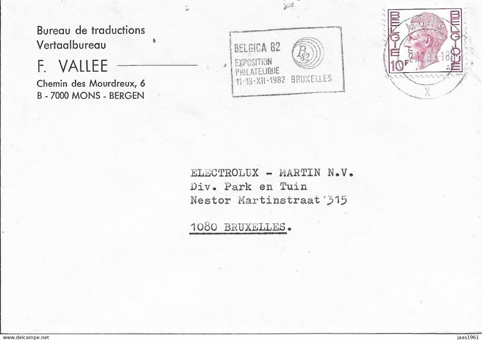 BELGIUM. POSTMARK PHILATELIC EXHIBITION BELGIGA 82. MONS - Altri & Non Classificati