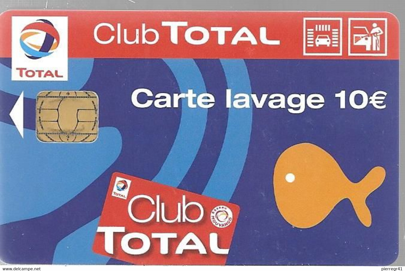 CARTE-PUCE-LAVAGE-CLUB TOTAL-10€-Utilisé-TBE - Car Wash