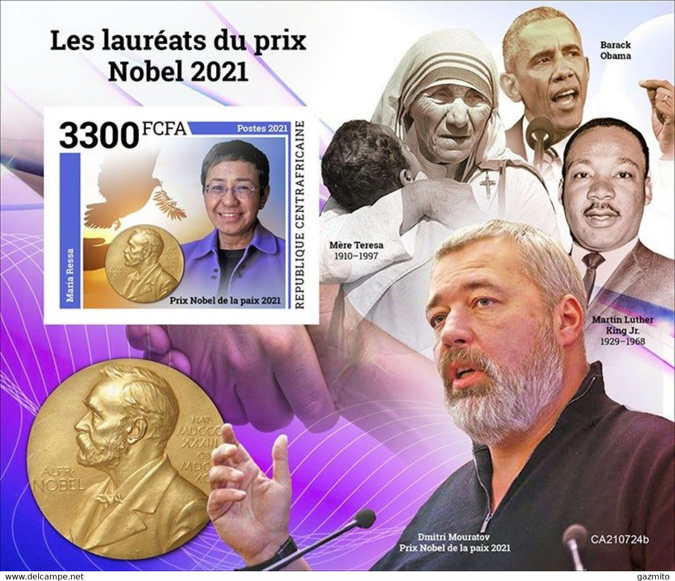 Centrafrica 2021, Nobel Prize In 2021, Mother Teresa, MLK, BF IMPERFORATED - Martin Luther King