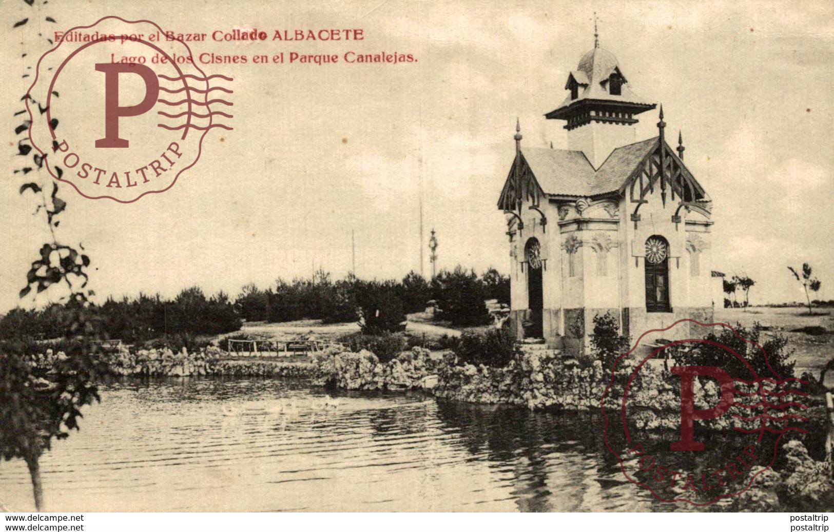 ALBACETE. LAGO DE LOS CISNES EN EL PARQUE CANALEJAS. - BAZAR COLLADO - Albacete