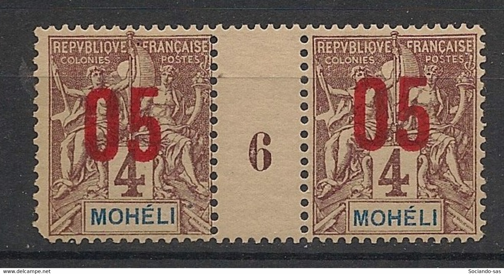 MOHELI - 1912 - N°Yv. 17 - Type Groupe 05 Sur 4c Brun - Paire Millésimée 6 - Neuf Luxe ** / MNH / Postfrisch - Neufs