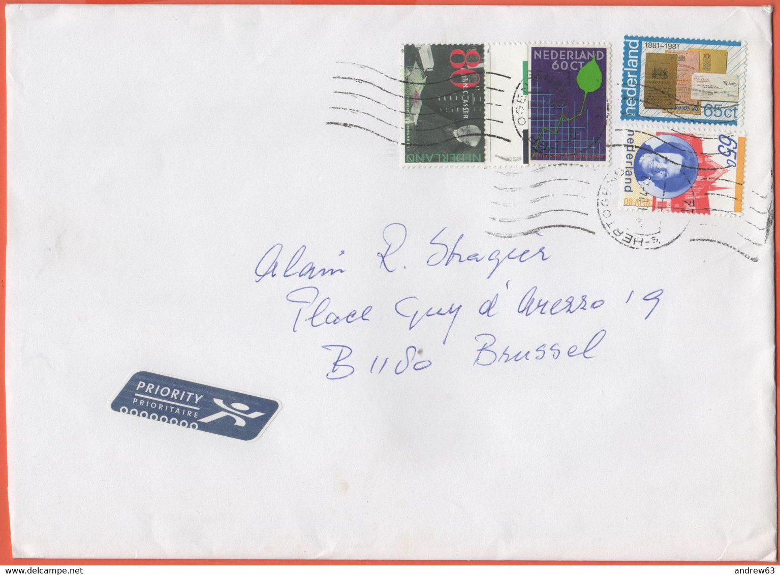 OLANDA - NEDERLAND - Paesi Bassi - 2004 - 4 Stamps - Medium Envelope - Viaggiata Da 's-Hertogenbosch Per Brussels, Belgi - Lettres & Documents