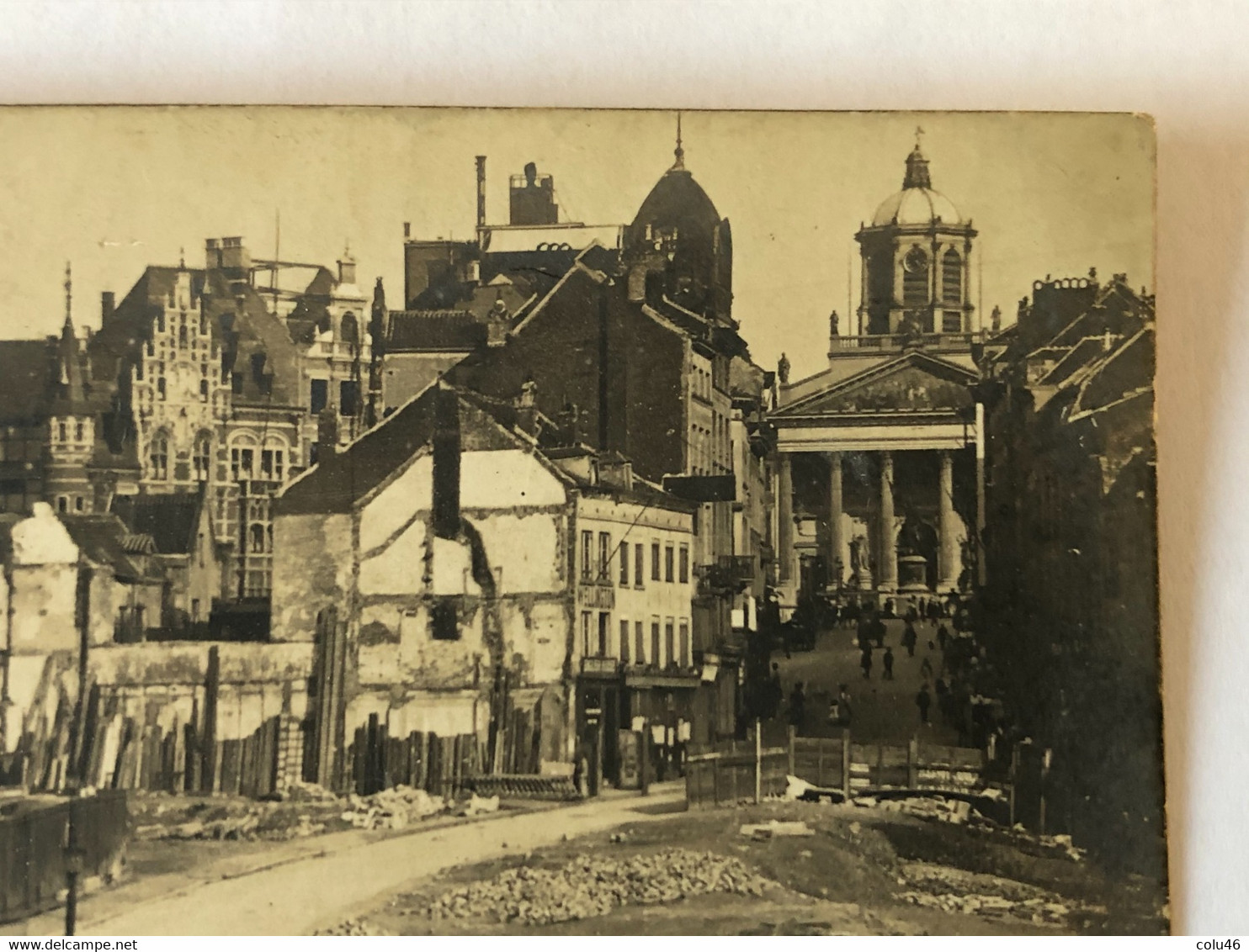 Rare Carte Postale Fin 19e Début 1900 Travaux Démolition Quartier Saint Roch Construction Mont Des Arts - Squares