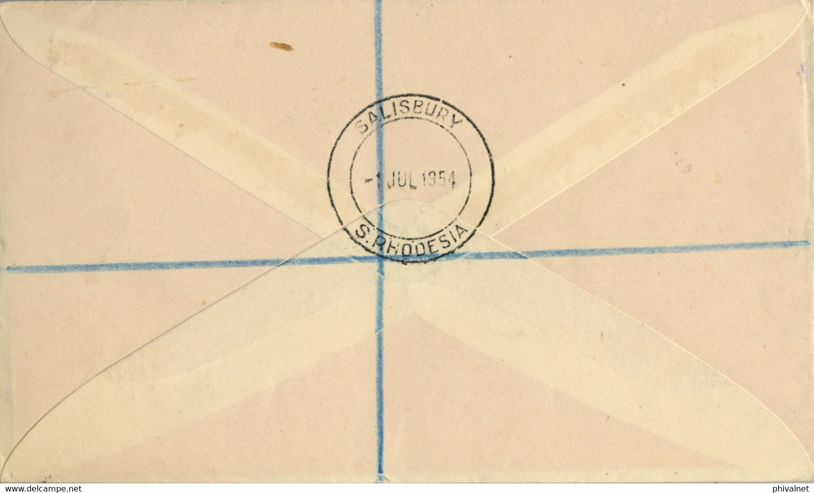 1954 RHODESIA & NYASALAND , SOBRE DE PRIMER DIA CERTIFICADO , SALISBURY , CORREO AÉREO , QUEEN ELIZABETH II - Rhodesia & Nyasaland (1954-1963)