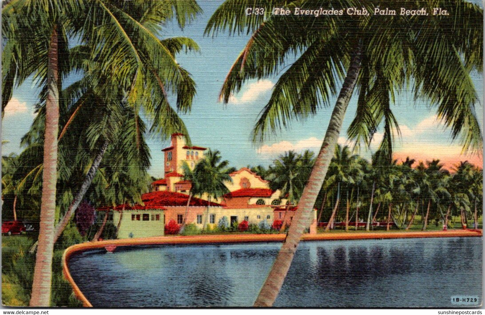 Florida Palm Beach The Everglades Club 1952 Curteich - Palm Beach