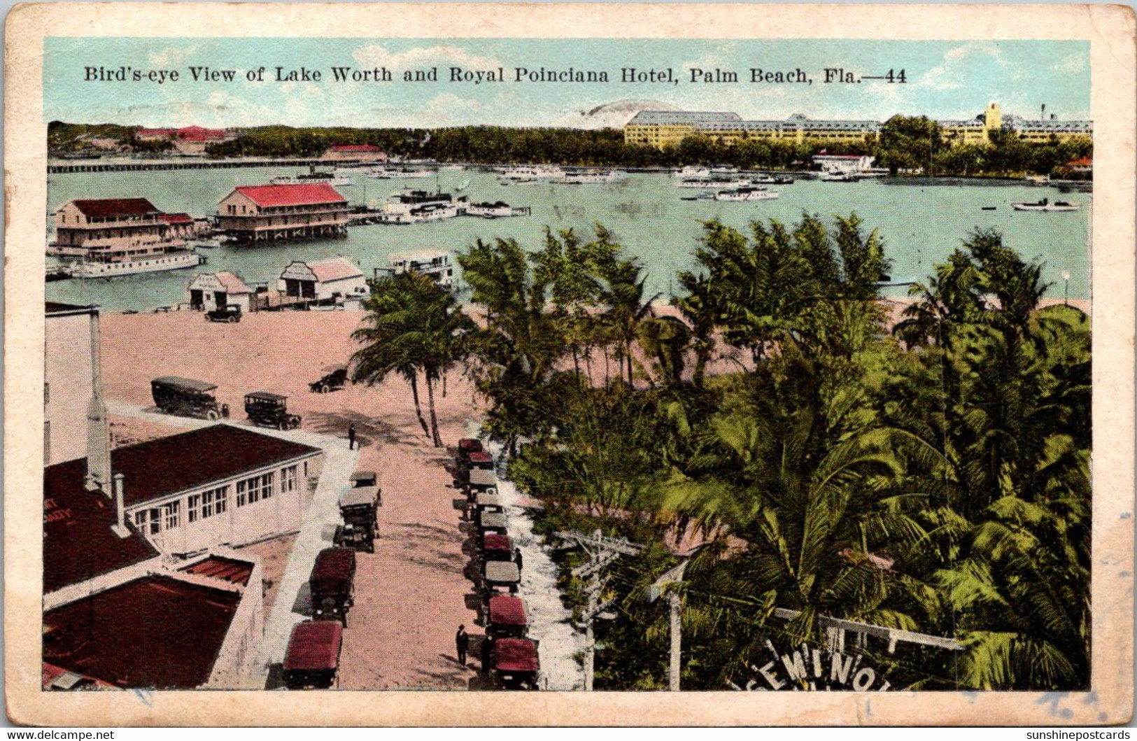 Florida Palm Beach Birds Eye View Of Lakw Worth And Royal Poinciana Hotel 1923 - Palm Beach