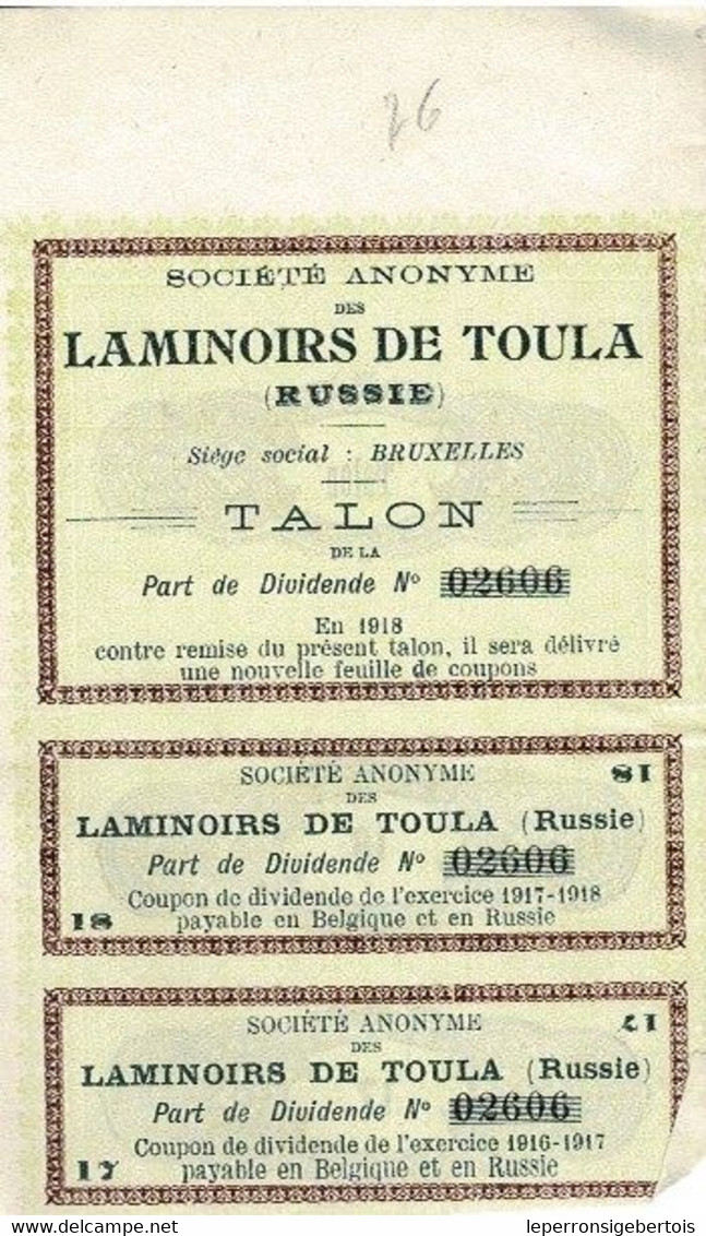 Titre De 1899 - Société Anonyme Des Laminoirs De Toula - Russie - Russland