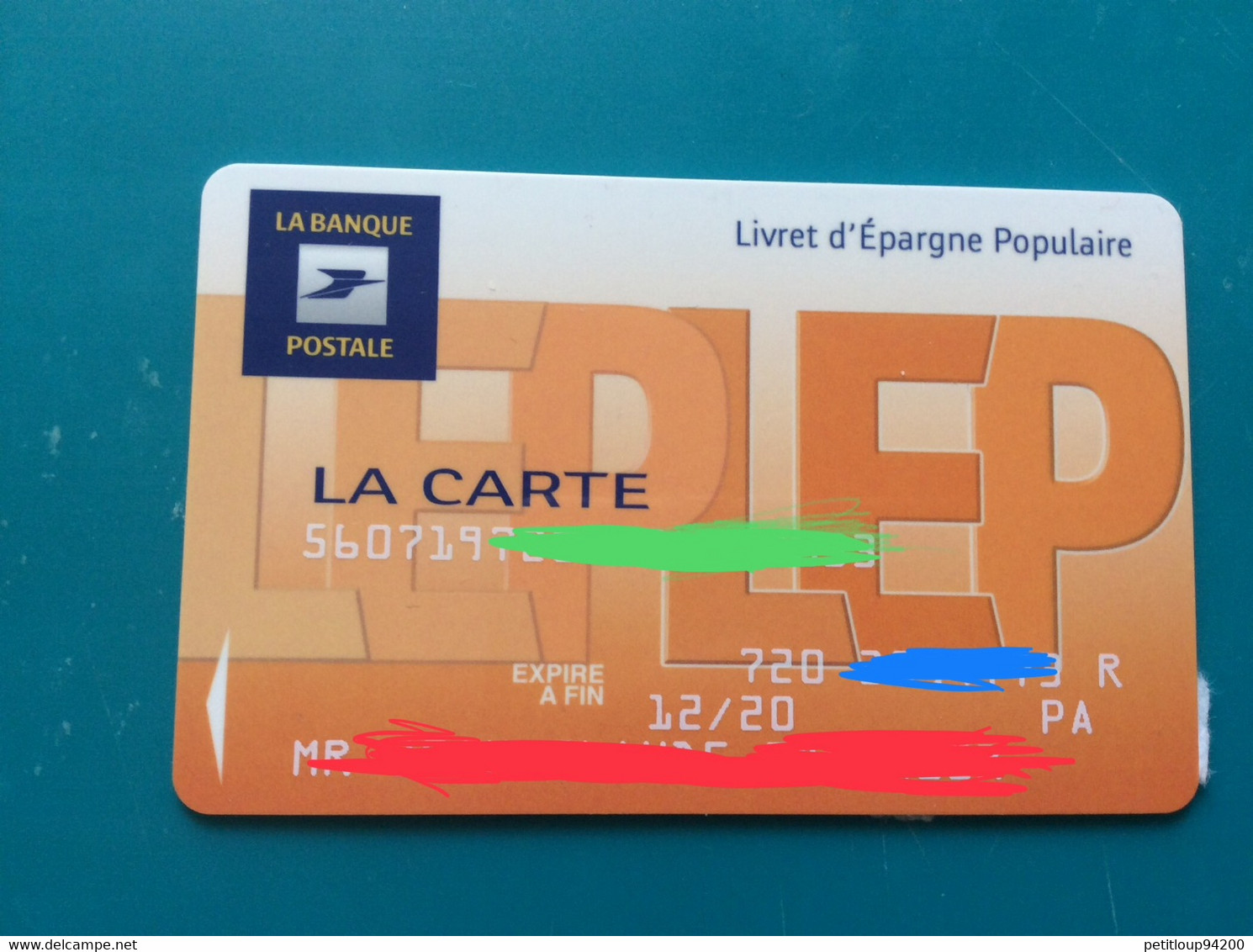 CARTE BANCAIRE LA BANQUE POSTALE  Livret D’Epargne Populaire LEP - Disposable Credit Card