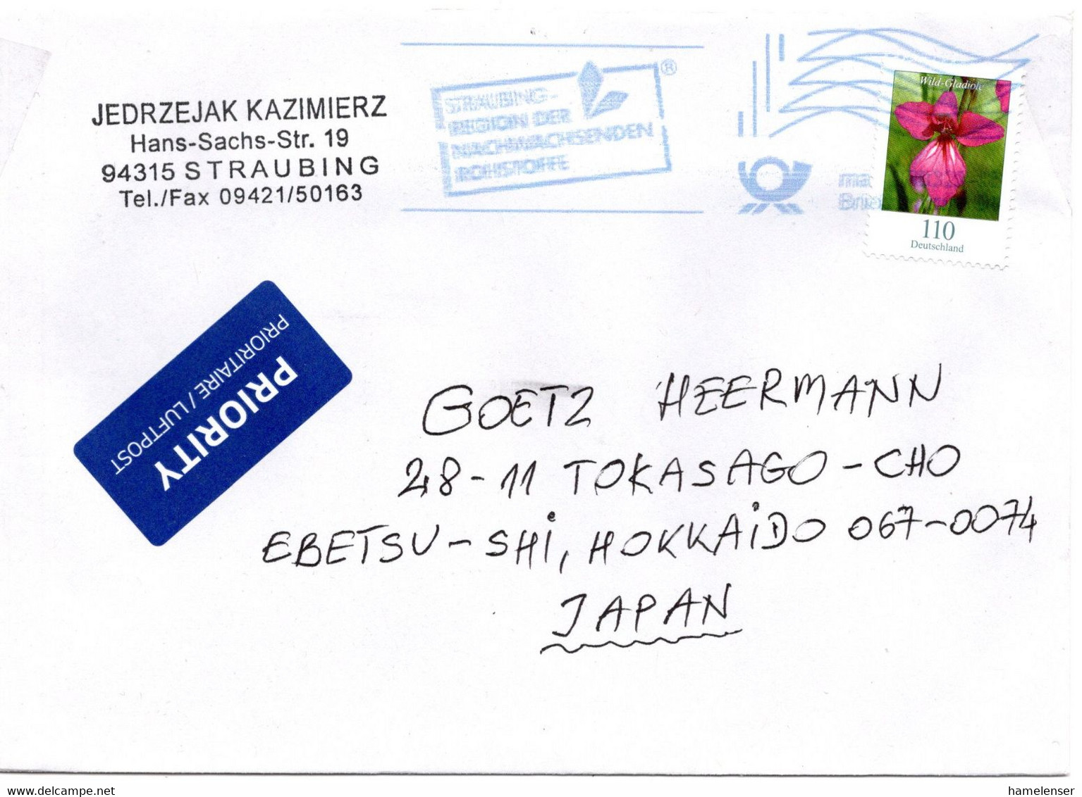 58572 - Bund - 2022 - 110c Blumen EF A LpBf BRIEFZENTRUM 94 - ... REGION DER NACHWACHSENDEN ROHSTOFFE -> Japan - Protection De L'environnement & Climat