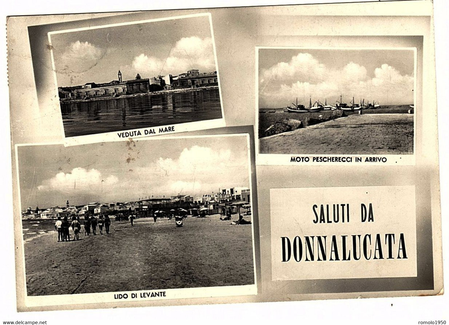 DONNALUCATA. LIDO DI LEVANTE.VEDUTA DAL MARE.MOTO PESCHERECCI IN ARRIVO.CARTOLINA VIAGGIATA NEL 1959. - Otros & Sin Clasificación