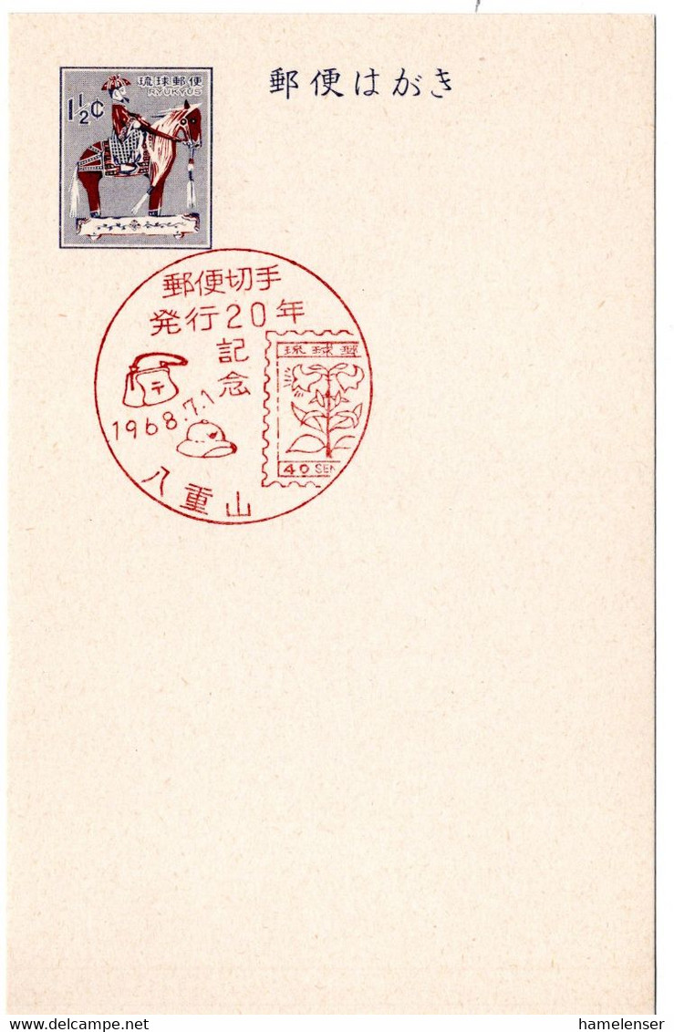 58607 - Japan / Ryukyu - 1968 - 1.5￠ GAKte M SoStpl YAEYAMA - 20 JAHRE RYUKYU-BRIEFMARKEN - Sellos Sobre Sellos