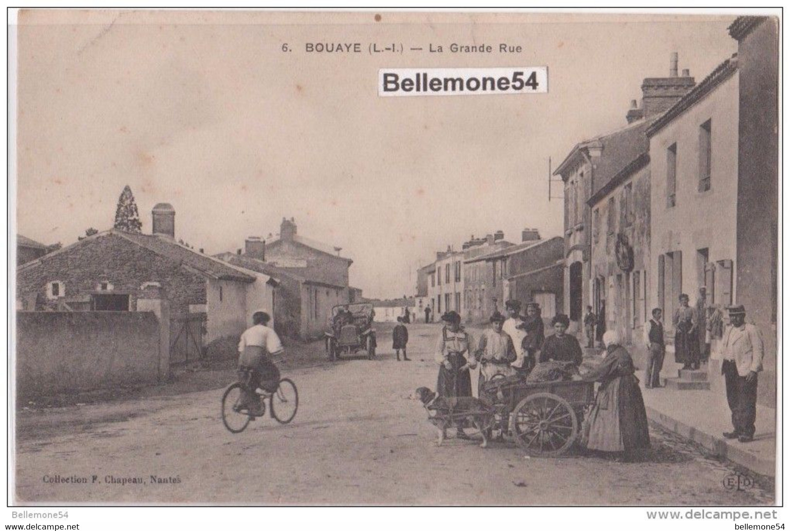 Cpa Dept 44 - Bouaye -  La Grande Rue- Attelage De Chien- (voir Scan Recto-verso) - Bouaye