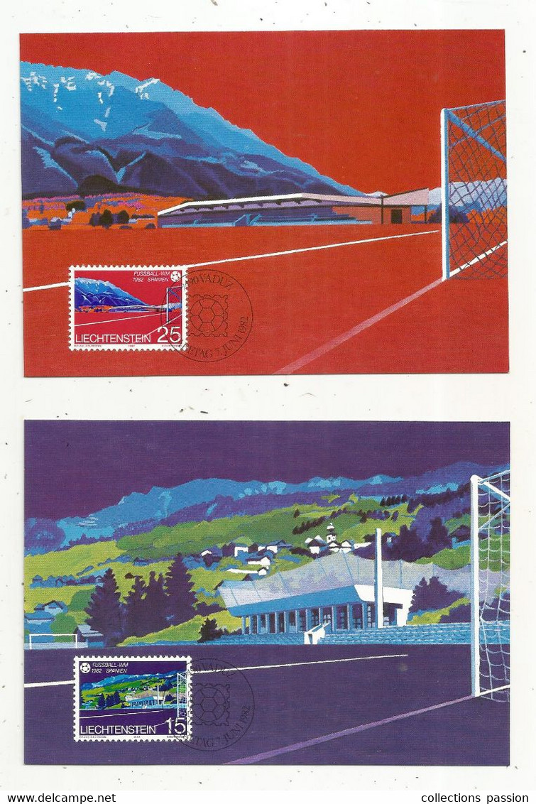 Maximum-karten Nr. 32, Ausgabe 1982, LIECHTENSTEIN, Vaduz,  Fussball-WM 1982 Spanien, ENVELOPPE DE 3 KARTEN - Maximum Cards