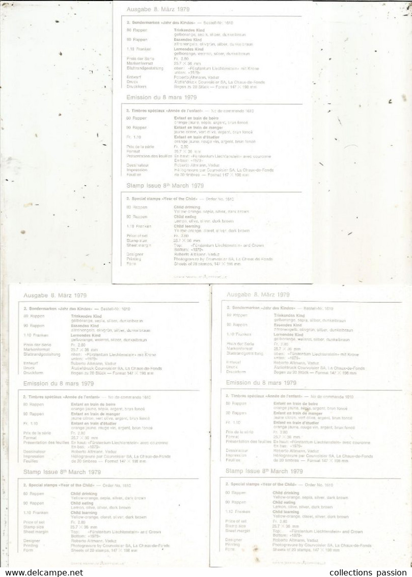 Maximum-karten Nr. 7, Ausgabe 1979, LIECHTENSTEIN, Vaduz, JAHR DES KINDES, ENVELOPPE DE 3 KARTEN - Maximum Cards