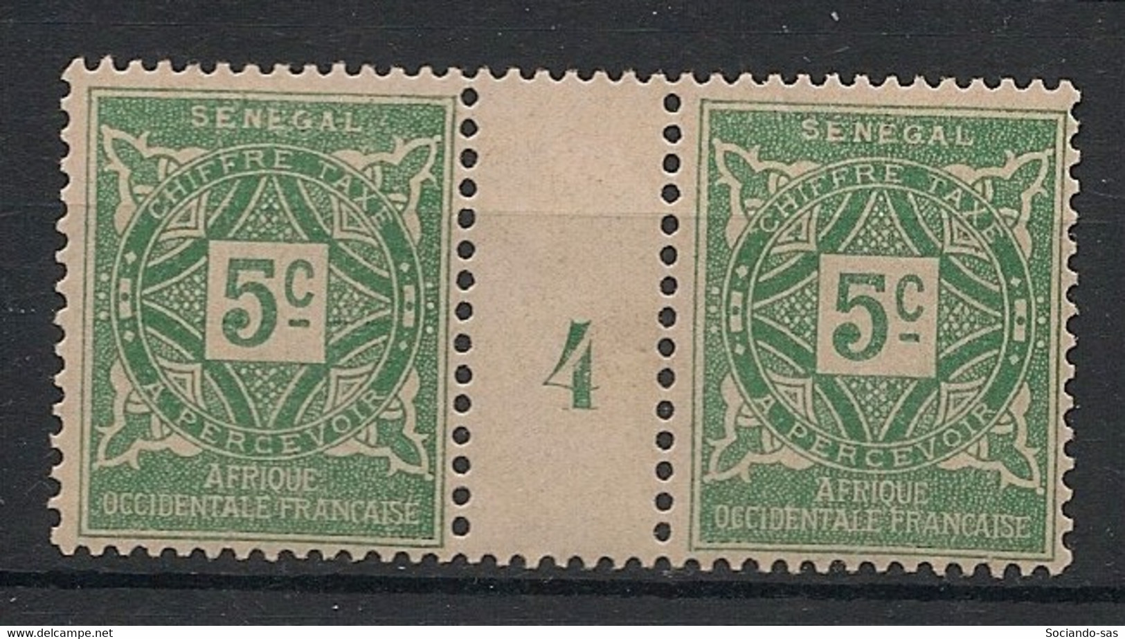 SENEGAL - 1914 - Taxe TT N°Yv. 12 - 5c Vert - Paire Millésimée 4 - Neuf Luxe ** / MNH / Postfrisch - Timbres-taxe