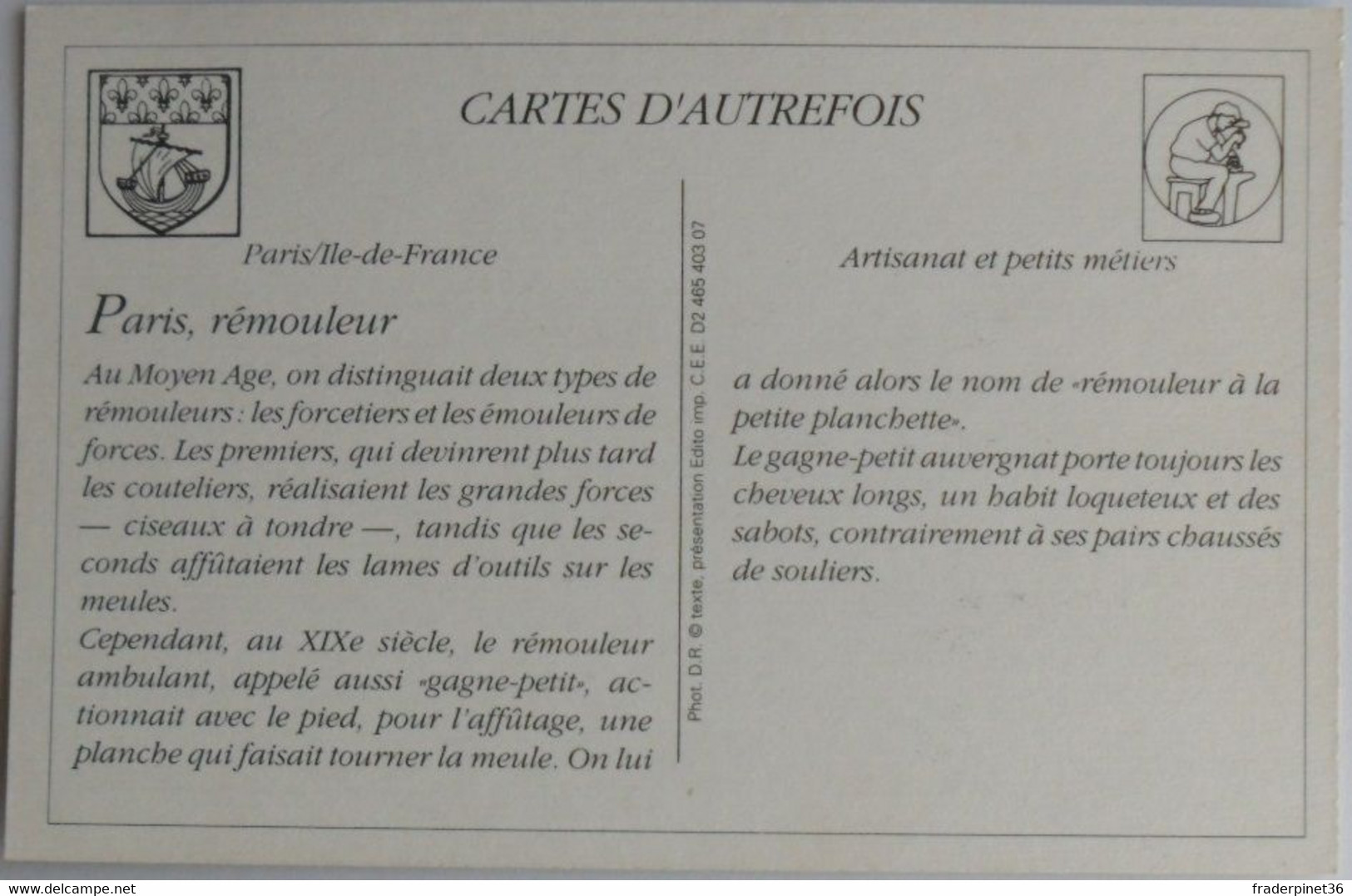 Cartes Postales  PARIS  Les Petits Metiers De Paris - Paris Airports