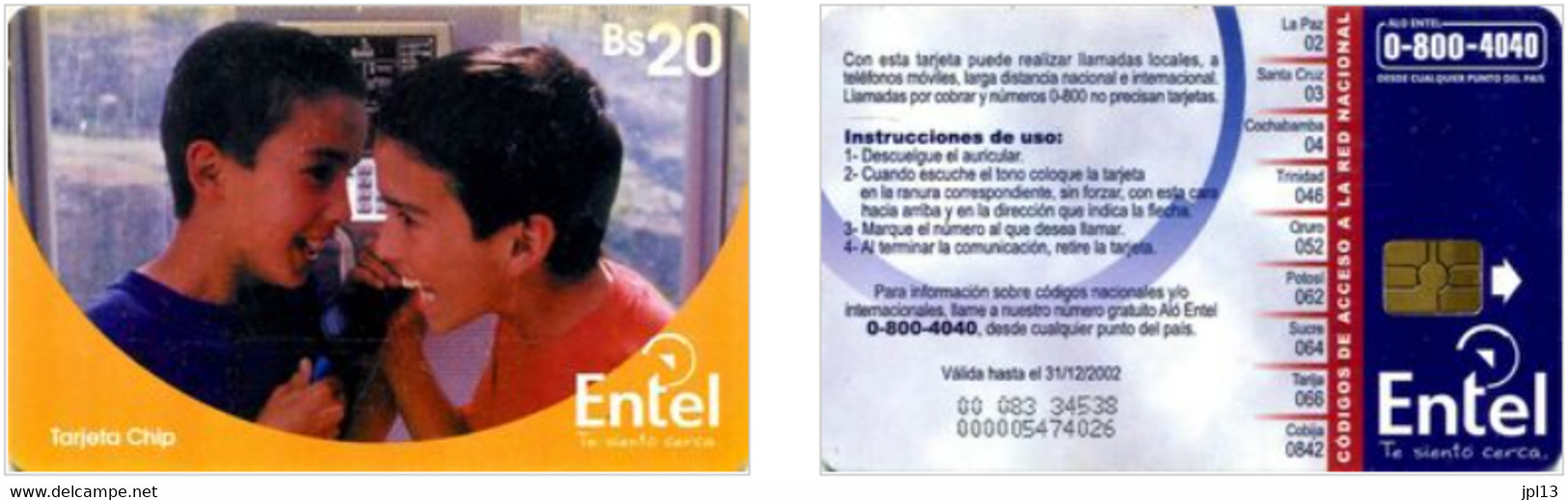 Télécarte Bolivie Niños Al Teléfono (New Reverse), Série 00 83 Xxxxx - Bolivie