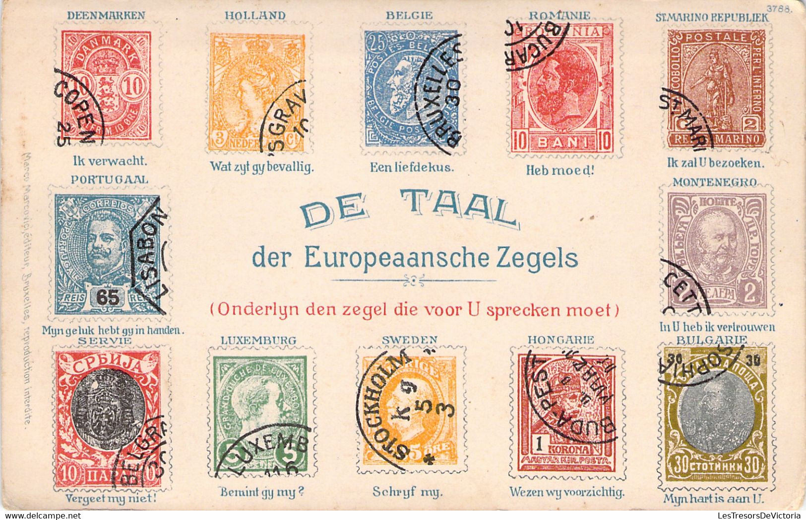 CPA De Taal Der Europeaansche Zegels - Marco Marcovici Editeur - Carte Non Voyagée - Stamps (pictures)