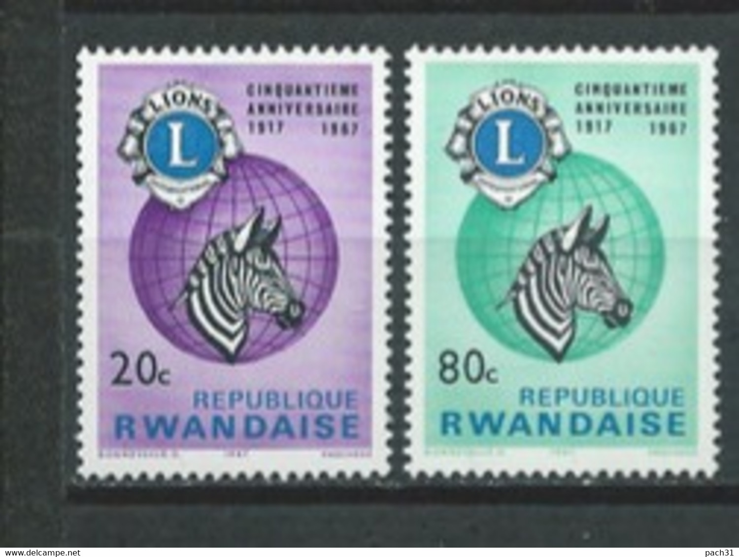 Rwanda  Timbres  Neufs  50e An. Lions - Collezioni